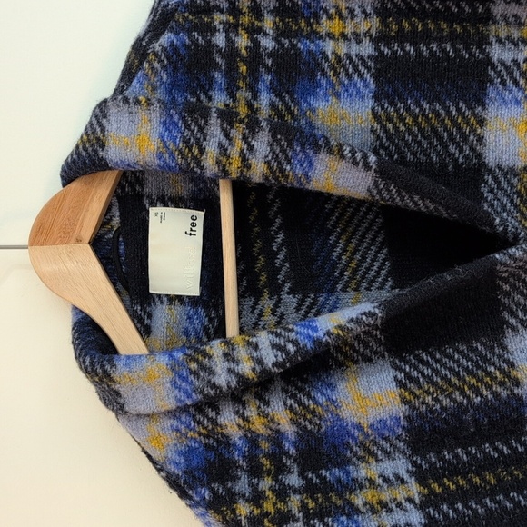 Aritzia Wilfred Free blue Yellow Wool Blend Plaid Casual Peacoat Jacket Size XS - Picture 12 of 14